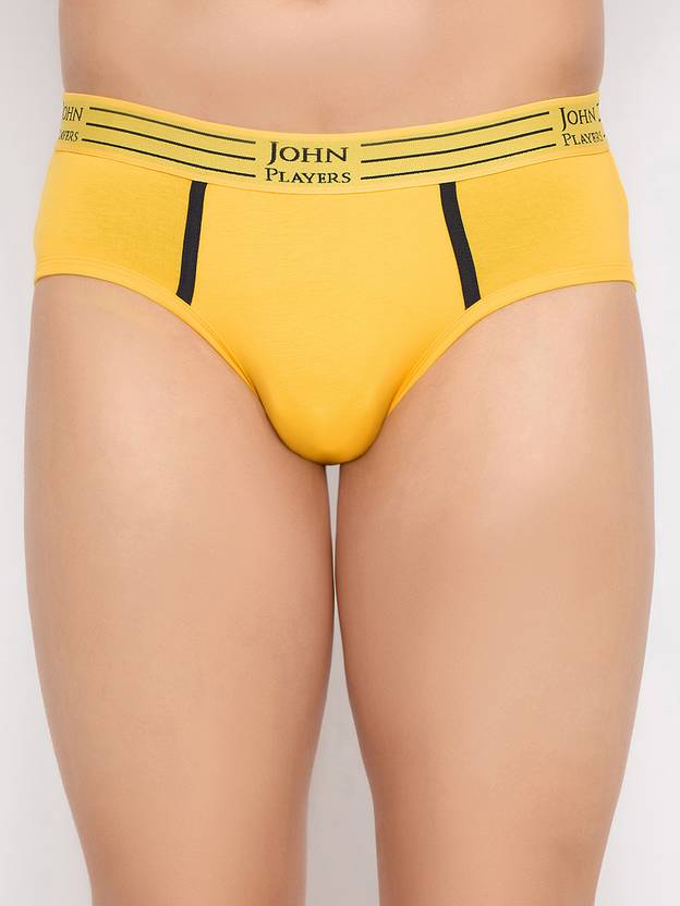 john players pack of 2 pack of 2 yellow cotton solid solid men brief