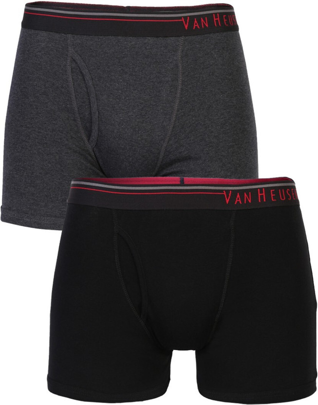 VAN HEUSEN Men Men Black Pack of 2 Solid Antibacterial Colour Fresh Boxer Briefs Brief