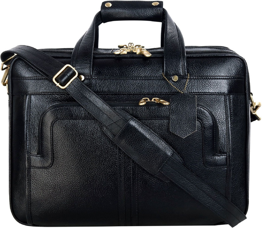 TAYIB Full-Grain Leather Executive Briefcase – Premium & Professional Business Bag Medium Briefcase - For Men(Black)