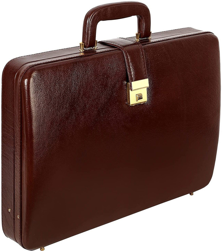 C Comfort Leather Accessories 14 Litres Natural Full Grain Leather Laptop Office Suitcase Briefcase Bags For Men (Dimension - L- 17 X H- 12 x W-3 Inch) (Weight-1.2 KG/1200 GR) Small Briefcase - For Men & Women(Brown)