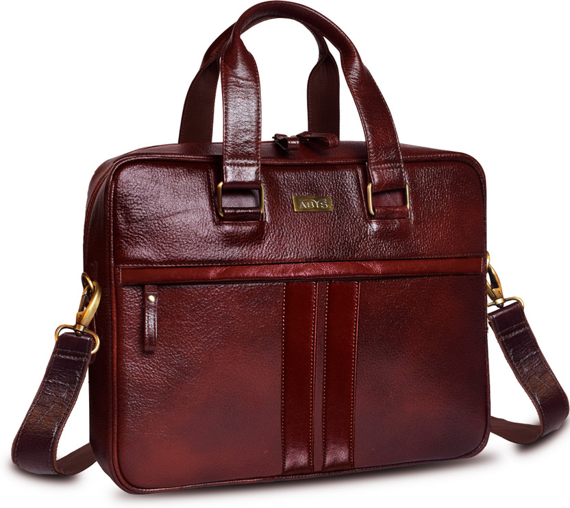 ABYS ABYS Premium Leather Business Briefcase Hand Messenger with Adjustable Shoulder Strap Medium Briefcase - For Men & Women(Light Brown) - Flipkart Deal