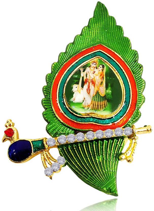 DeUltimate Radha Krishna Peacock Feather/Morpankh With Bansuri/Flute
