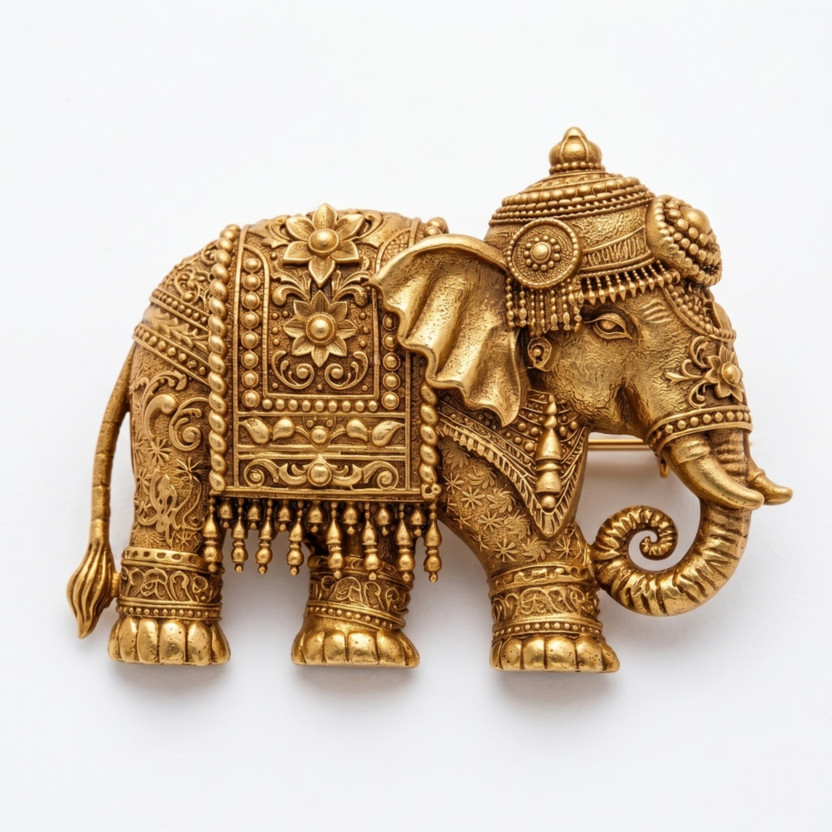 PRIYORAA PRIYORAA Royal Gaja Elephant Brooch – Premium Antique Gold Maharaja Lapel Pin Brooch(Gold) - Flipkart Deal