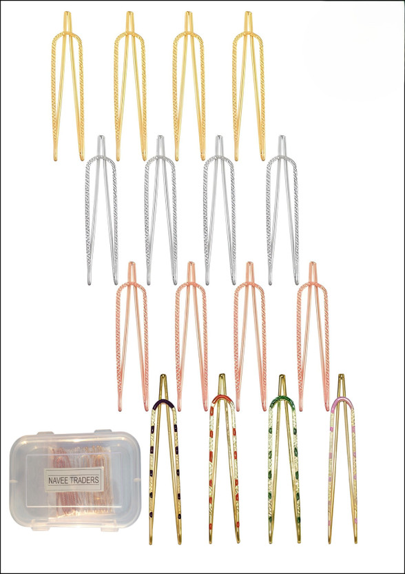 melody creations 9 X shape pins in 3 colours 12 large size Total 21 item Brooch(Gold, Silver, Multicolor)