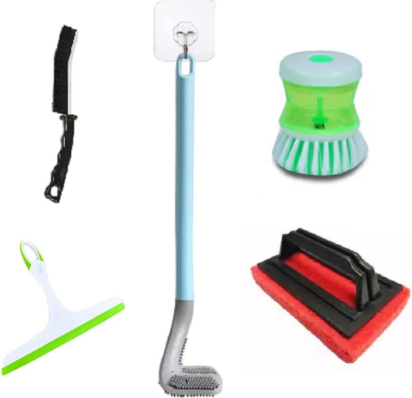 QinPin Ultimate 5 Set Bathroom Kit: Silicone Toilet Brush, Tile & Gap Cleaning Tools Cleaning Brush