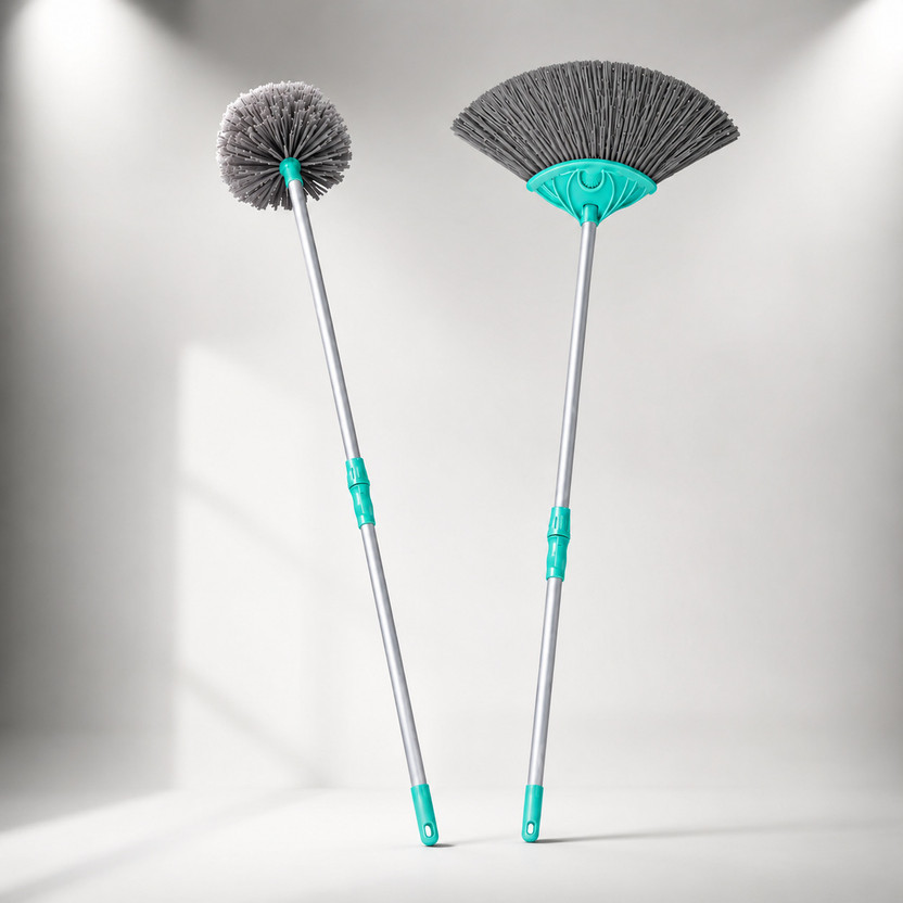 GABA gobhi and jala brush for cleaning spidernet cobweb window and ceiling area Nylon, Plastic Wet and Dry Broom(Silver)