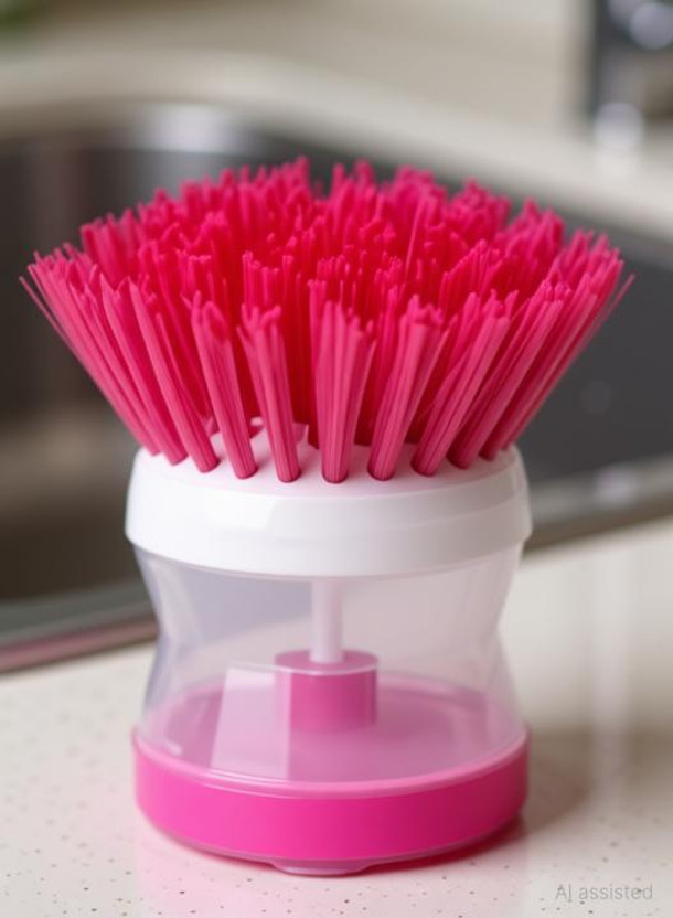 QWGPT kitchen sink scrub brush/Kitchen Dishwasher Brush/sink cleaning brush Plastic Wet Brush(Pink, White)