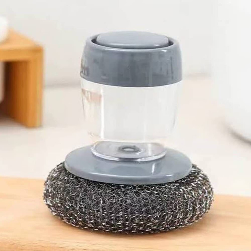 DUANT Dish Wash Scrubber with Handle Bamboo Wet and Dry Brush(Grey)