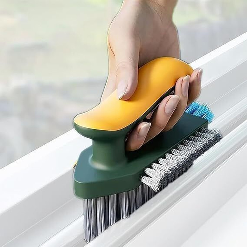 DecorDine Multipurpose Handheld Cleaning Brush with Ergonomic Handle Fiber, Wooden, Plastic Wet and Dry Brush(Multicolor)