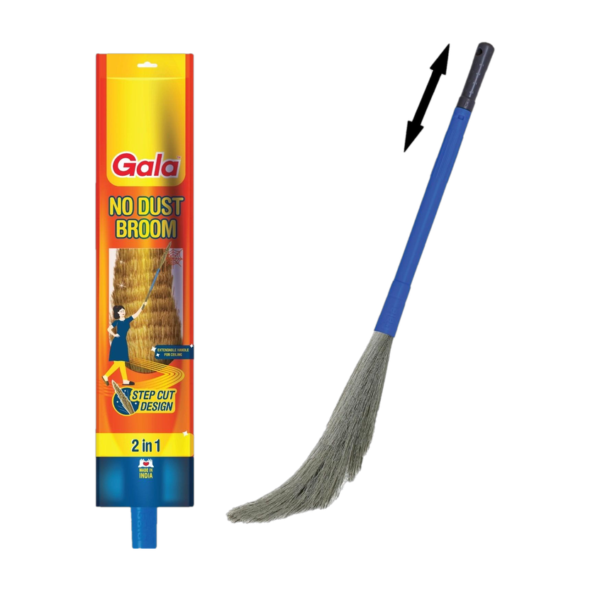 GALA No Dust Broom with Extendable Long Handle Fiber Wet and Dry Broom(Multicolor)