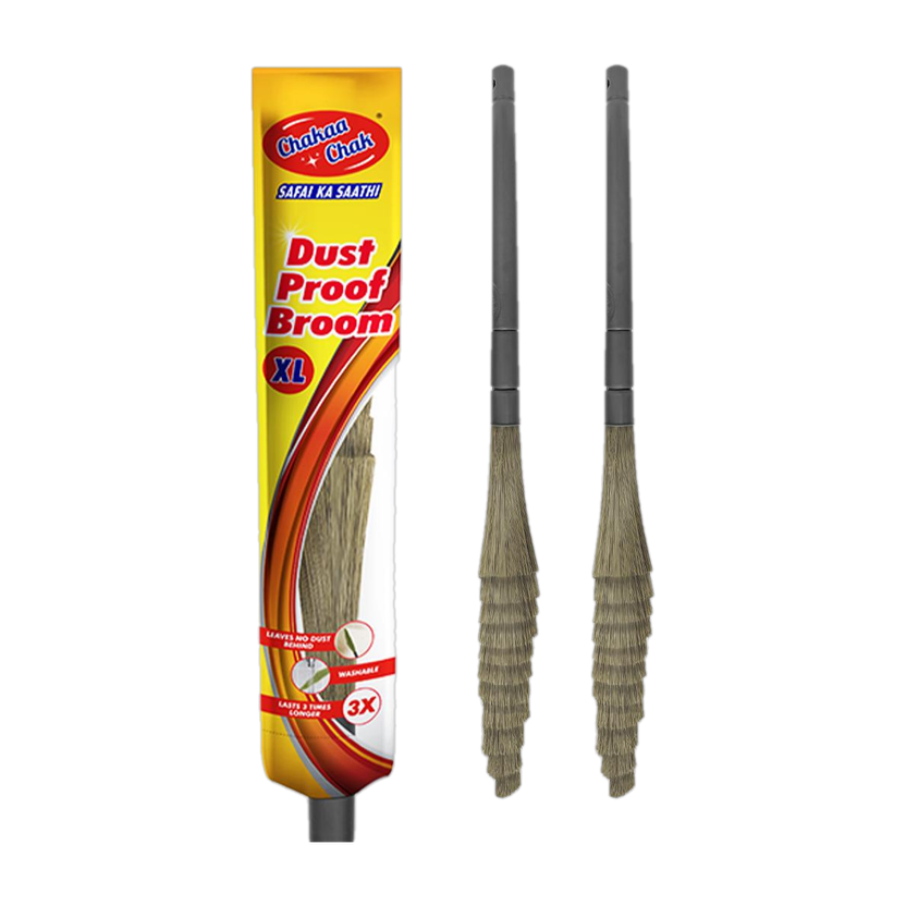 Chakaachak Chakaachak No Dust Broom XL for Floor & Home Cleaning, Made of Washable Fibers Fiber, Plastic Wet and Dry Broom(Grey, 2 Units) - Flipkart Deal