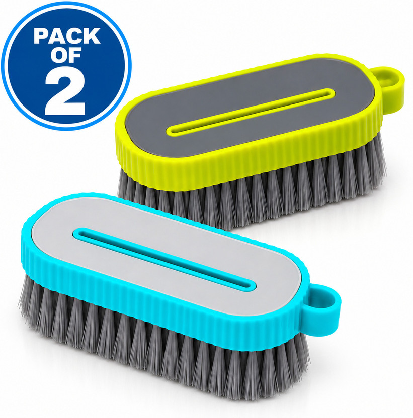 Krishna Creations Multipurpose Clothes Cleaning Brush Plastic Wet and Dry Brush(Multicolor, 2 Units)