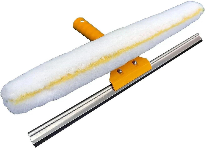 SOLACE HYGIENE 2-in-1 Window Squeegee & Washer 35cm – Streak-Free Glass Cleaning Tool Plastic Wet and Dry Brush(Yellow, White)
