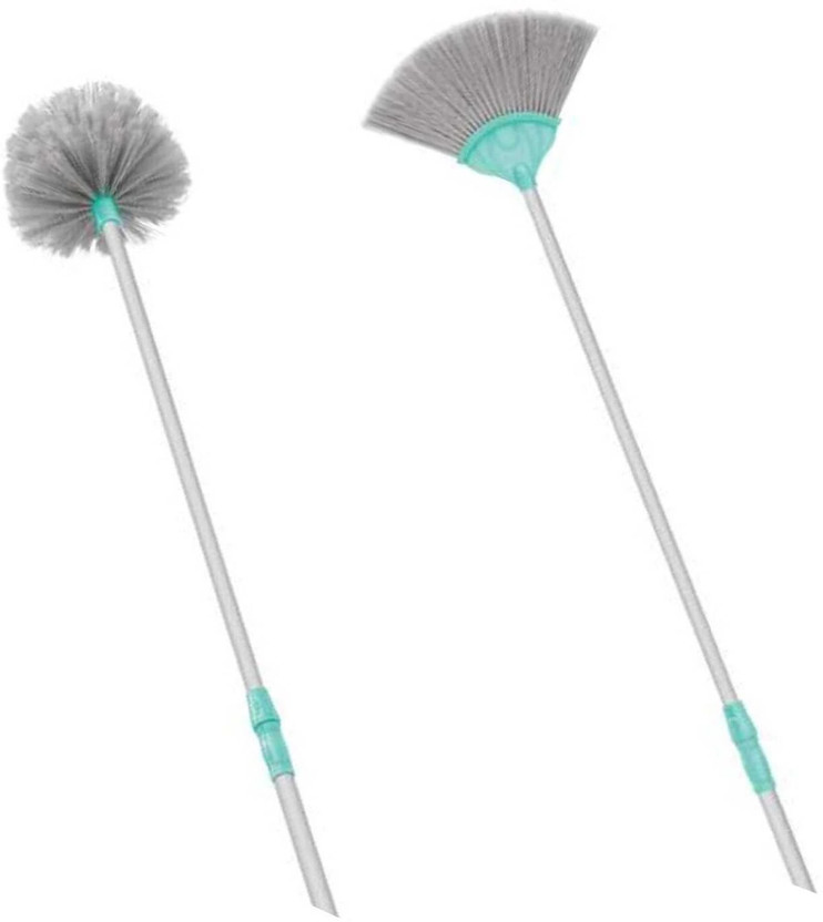 GABA gobhi and jala brush for cleaning spidernet cobweb window and ceiling area Nylon, Plastic Wet and Dry Broom(Silver)