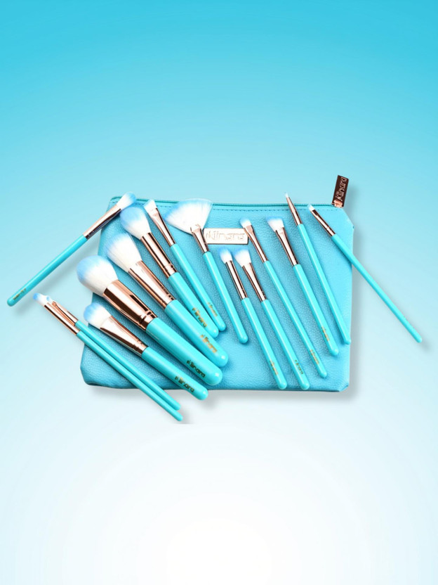 MINARA Makeup Brush Applicator Set of 15 with Premium Leather Pouch(Pack of 15)