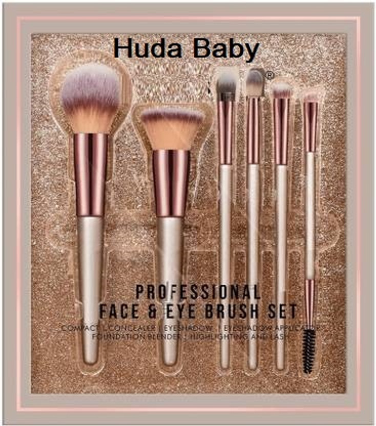 HUDA BABY Premium Synthetic Bristle Professional Face and Eye Brushes(Pack of 6)