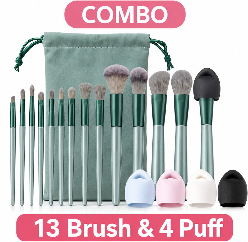Beauty Mahal Makeup Brush & Puff Combo(Pack of 18)