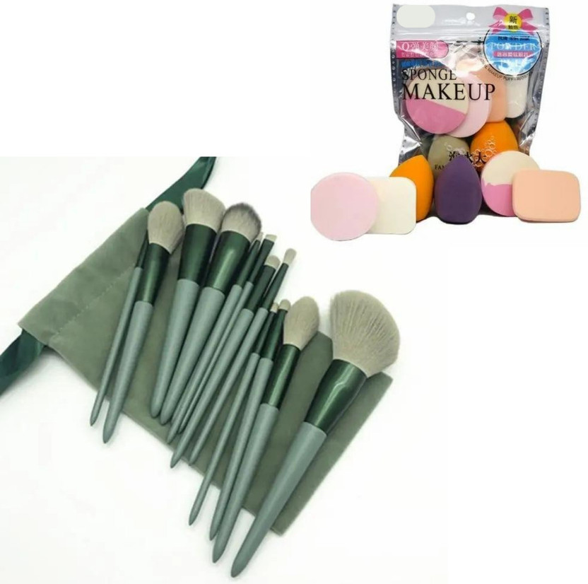 Valhalla 13 pcs makeup brush set face and eye brush 6in1 sponge puff(Pack of 19)