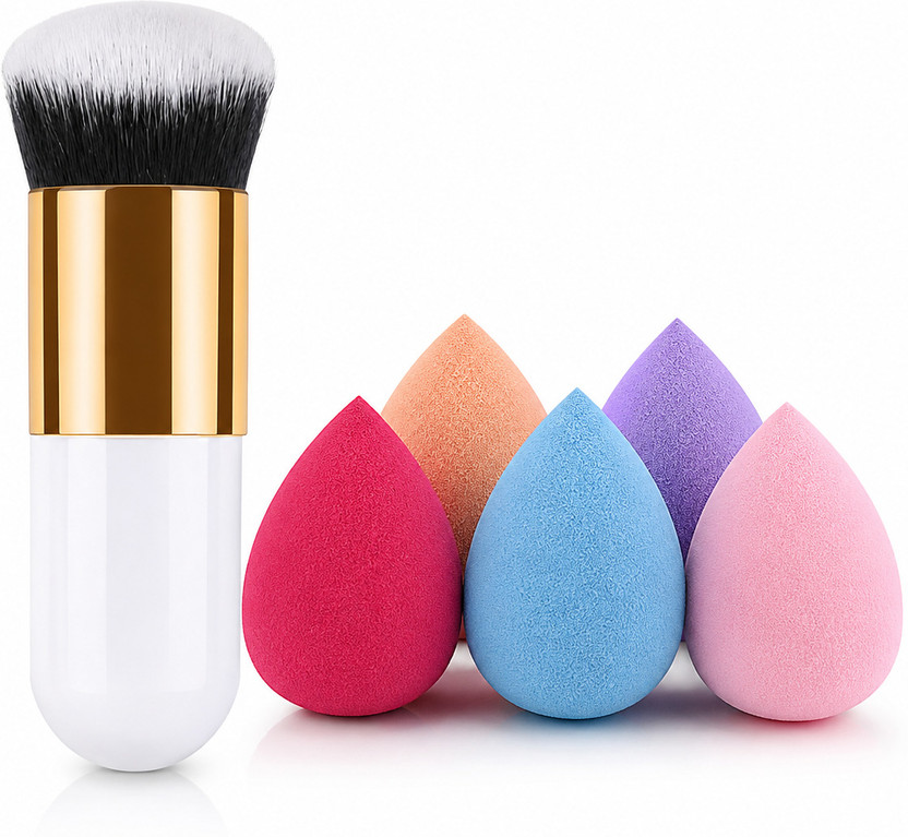 vnz Professional Makeup Brush and 5 Beauty Blender Sponges Beauty Tool Kit(Pack of 6)