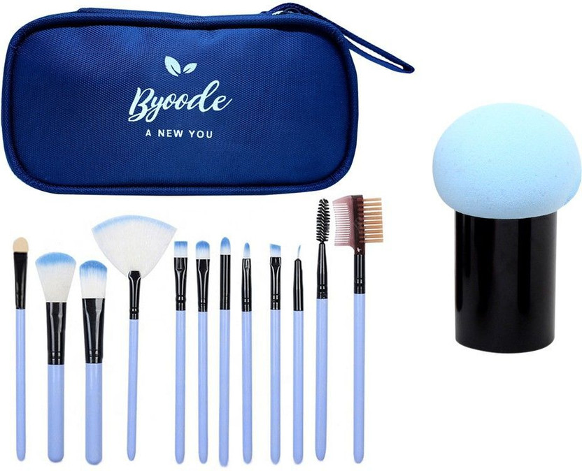 smasher smasher 12pcs Makeup Eyeshadow Brush Foundation Lips Eyebrows Face Cosmetic Brush Makeup Brushes Tool with Case Holder Kit 1 Mushroom Beauty Blender Pink Color (Beige)(Pack of 13) - Flipkart Deal