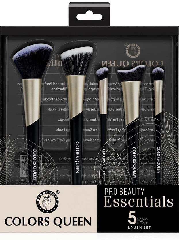 COLORS COLORS QUEEN Pro Beauty Face & Eye Makeup Brush Set of 5 | Easy to Hold & Precise Application(Pack of 5) - Flipkart Deal