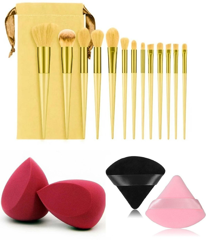 Beautiflame Foundation Makeup Brushes Eyeshadow Brush 13 pcs Face Makeup Blender Sponges-4(Pack of 17)