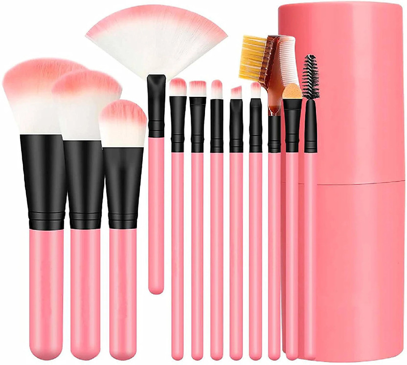 lanellie Luxury Makeup Brush Set with Storage Box - 12 Piece Pink Brushes Makeup(Pack of 12)