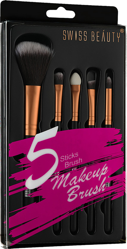 SWISS BEAUTY Makeup Brushes Set | 5 Stick Brush Golden (100 gm)(Pack of 5)