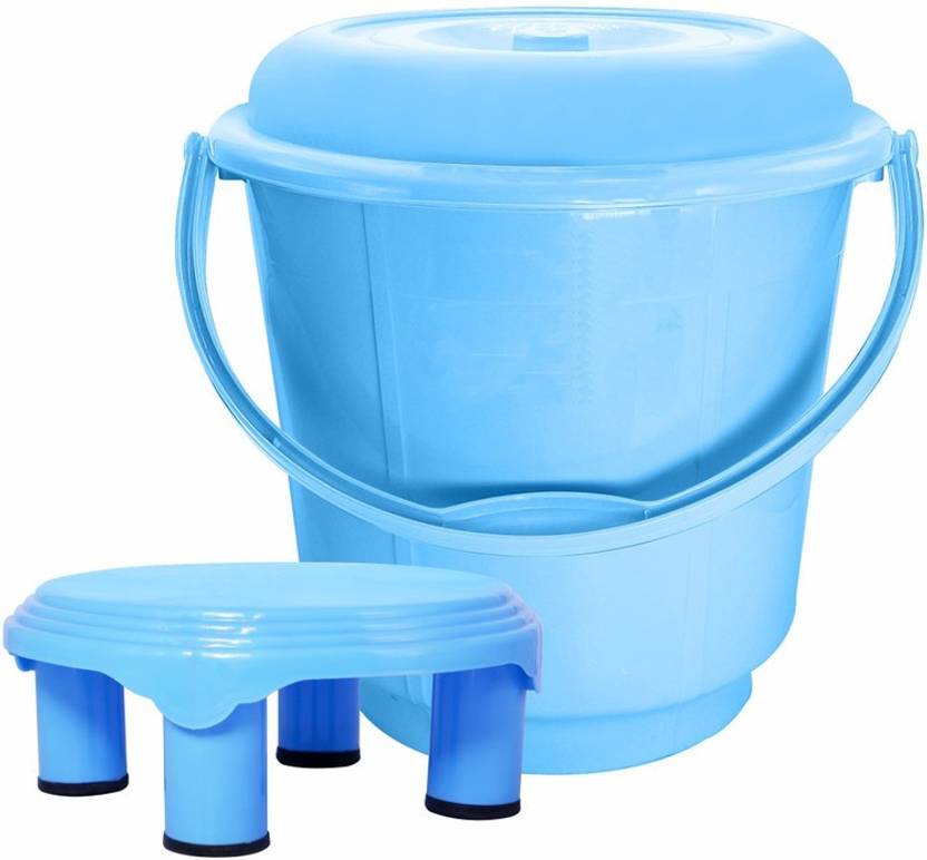 Morvi Plastic Bucket 25 LT With Lid & Patra For Home&Kitchen, 1 Pc, 25