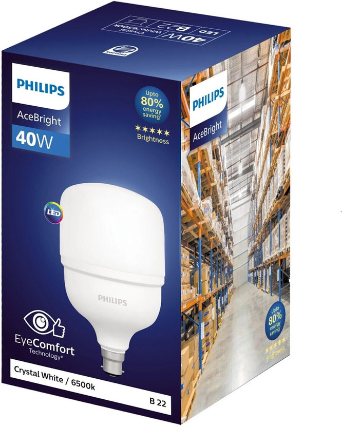 PHILIPS 40 W Basic Round B22 LED Bulb(White)