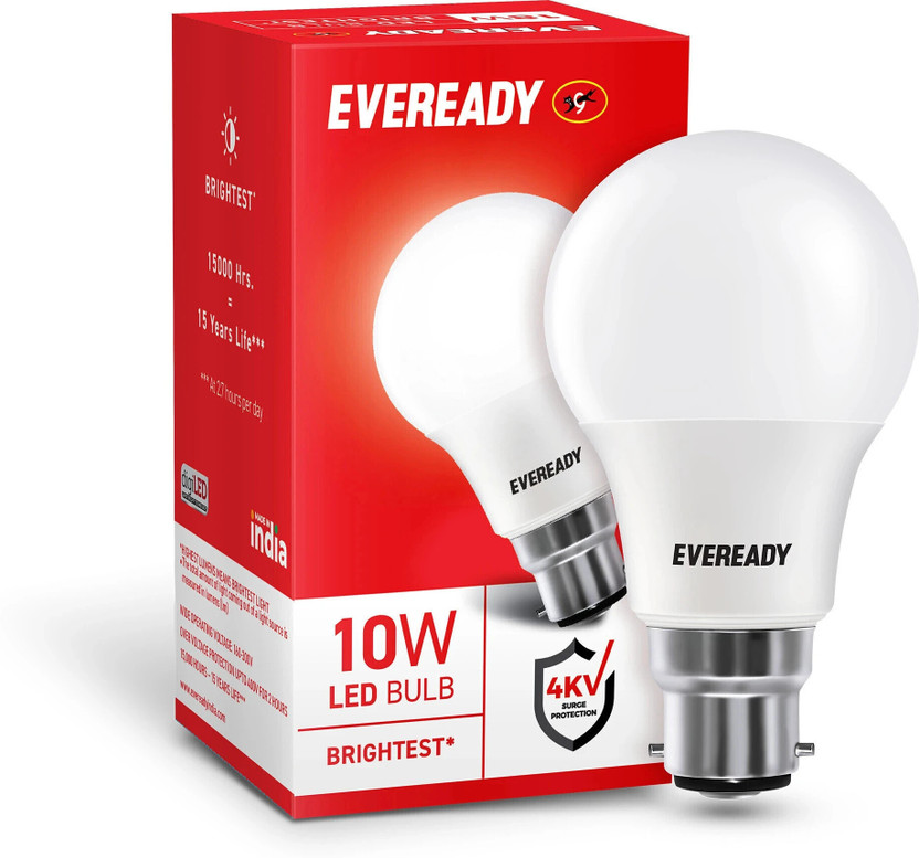 EVEREADY 10 W Basic Round B22 LED Bulb(White)