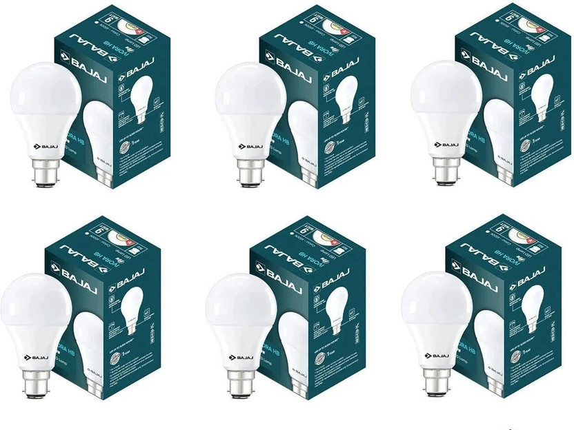BAJAJ 9 W Basic Round B22 LED Bulb(White, Pack of 6)