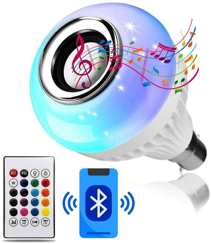 laxmi gold Color Changing RBG Led Music Light Bulb Bluetooth Music Bulb Led For Party Home 5 W Bluetooth Party Speaker(White, Stereo Channel)