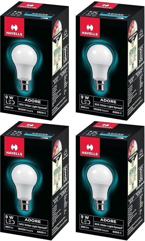 HAVELLS 9 W Basic Round B22 LED Bulb(White, Pack of 4)