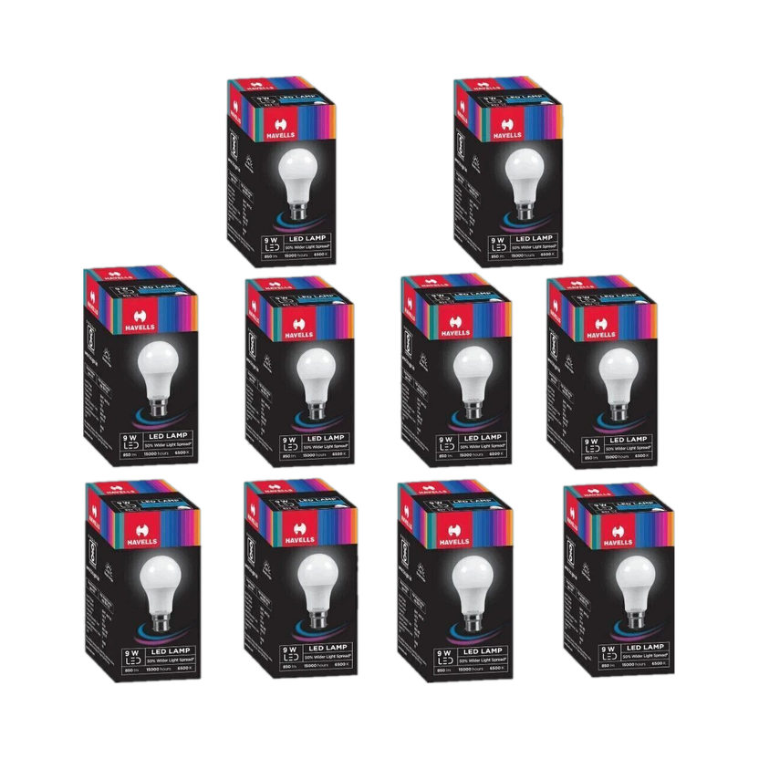 HAVELLS 9 W Basic Standard B22 LED Bulb(White, Pack of 10)