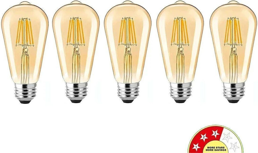 Eve Hanger 4 W Eye Safety Compliance Arbitrary E27 LED Bulb(Yellow, Pack of 5)