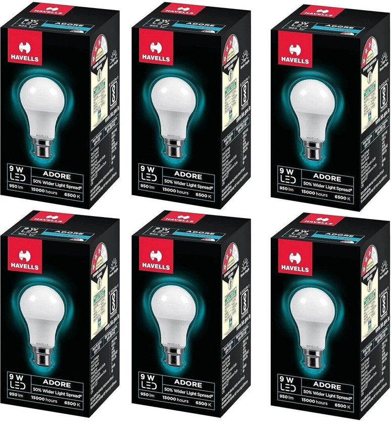HAVELLS 9 W Basic Standard B22 LED Bulb(White, Pack of 6)