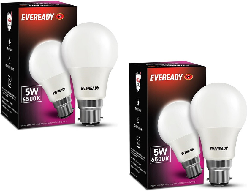 EVEREADY 5 W Basic Standard B22 LED Bulb(White, Pack of 2)