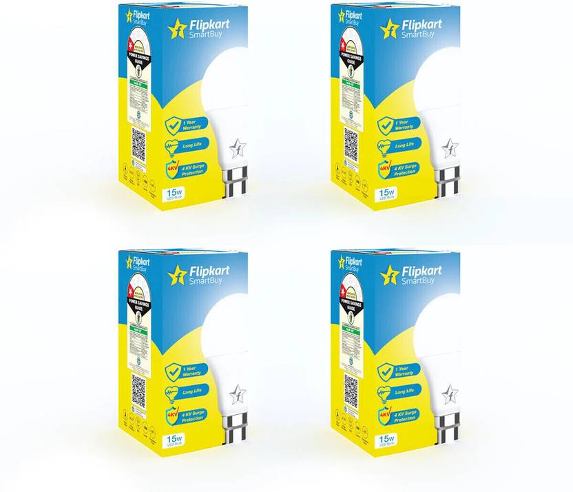 Flipkart SmartBuy 15 w Basic Round B22 LED Bulb (White, Pack of 4)