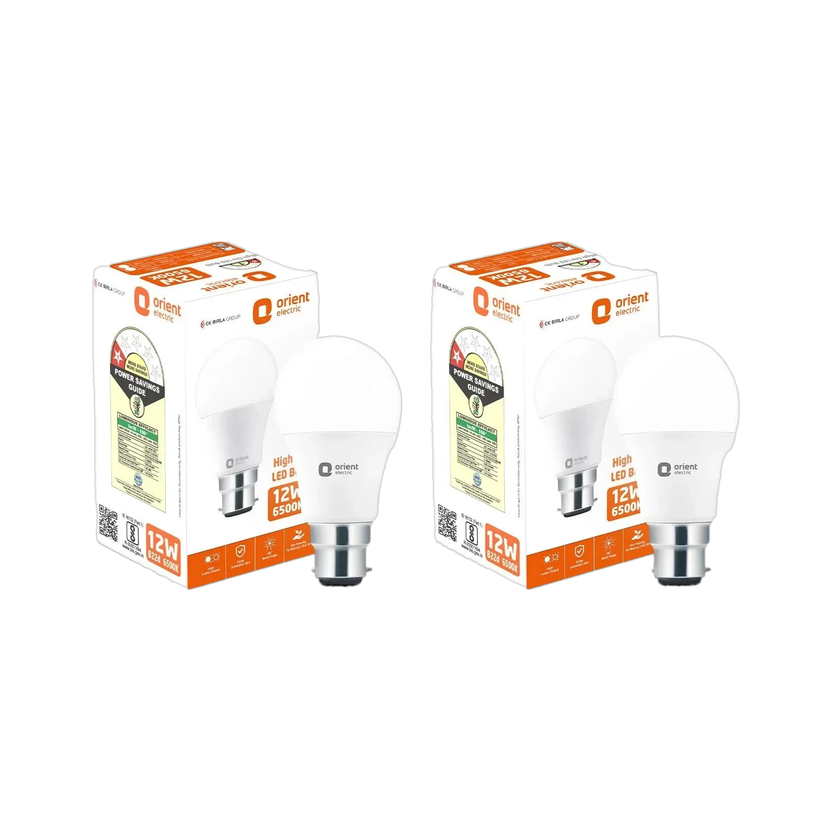 Orient Electric 12 W Basic, Eye Safety Compliance Round B22 LED Bulb(White, Pack of 2)
