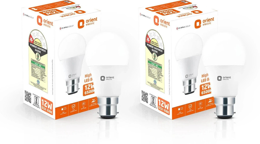 Orient Electric 12 W Basic Round B22 LED Bulb(White, Pack of 2)