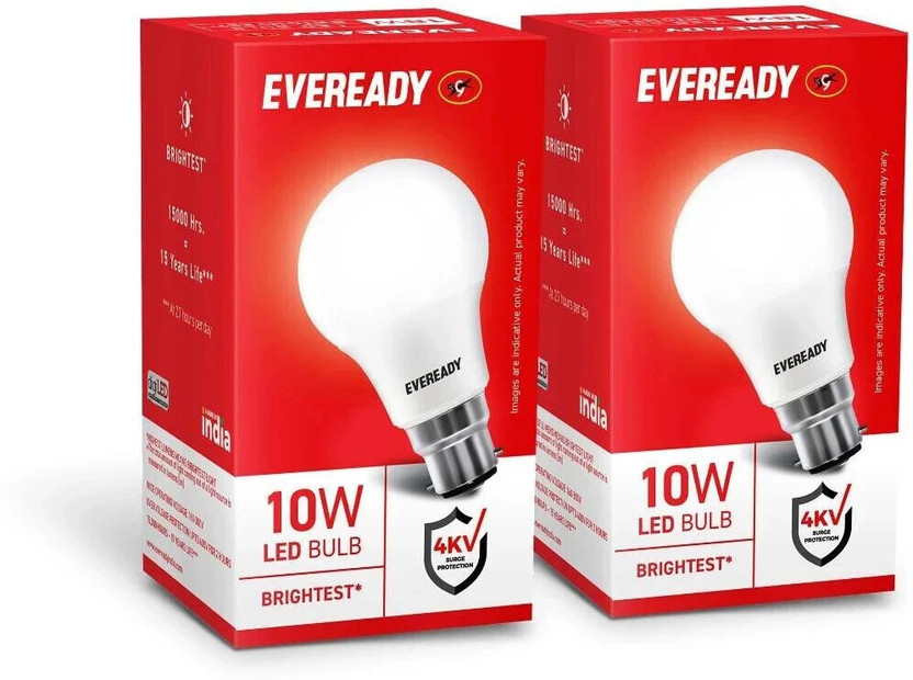EVEREADY 10 W Basic Standard B22 LED Bulb(White, Pack of 2)