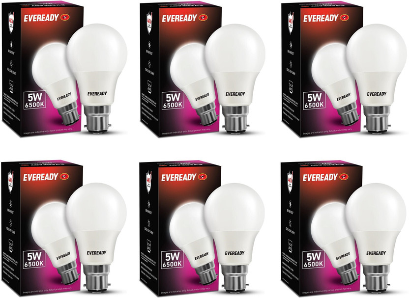 EVEREADY 5 W Basic Standard B22 LED Bulb(White, Pack of 6)