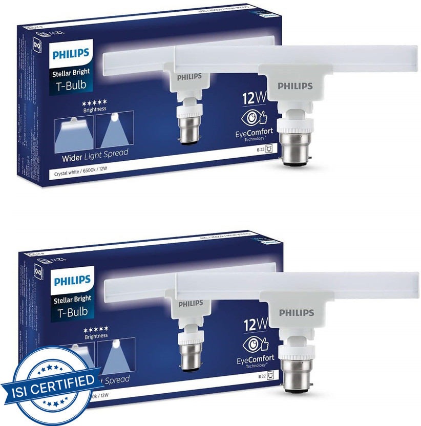 PHILIPS 12W B22 T-BULB 12 W 20 cm Tube Light(White, Pack of 2)