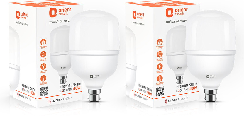 Orient Electric 40 W Basic Round B22 LED Bulb(White, Pack of 2)