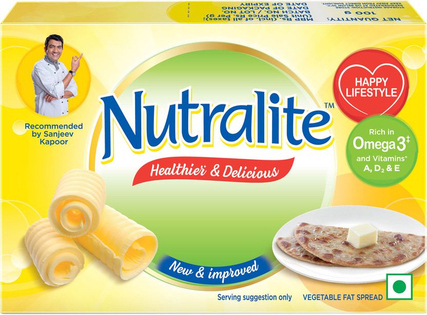 Nutralite Premium|Enriched with Vitamins and Omega 3|Naturally Cholesterol-free Fat Spread(100 g)