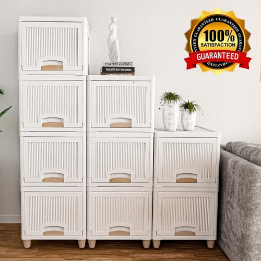 ALCY 6 Layer Plastic Wardrobe For Clothes : Versatile Plastic Cupboard Plastic Free Standing Chest of Drawers(Finish Color - WHITE, Door Type- Folding, DIY(Do-It-Yourself))