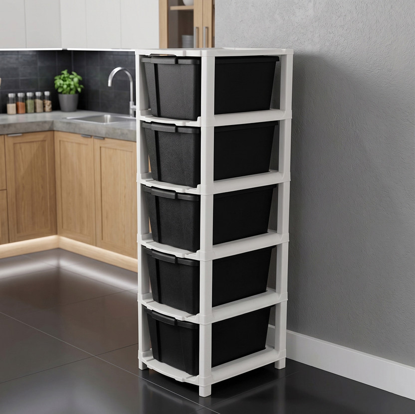 Surety for Safety Multi-Layer Office Storage Drawer Unit for Daily Essentials Plastic Free Standing Cabinet(Finish Color - Brown, Door Type- Frameless Sliding, DIY(Do-It-Yourself))