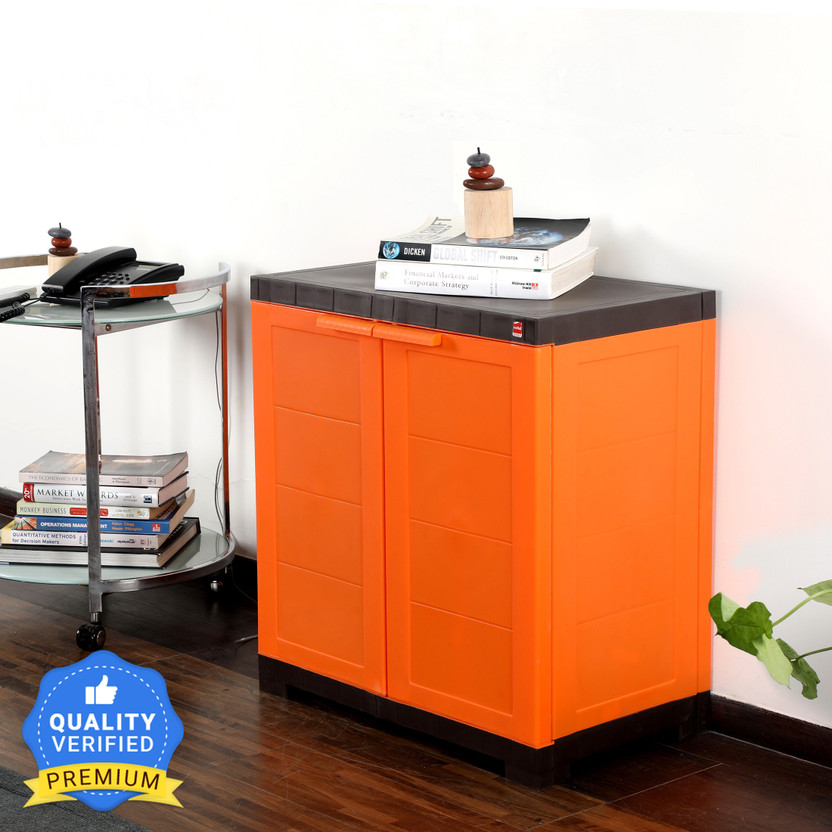 Cello Novelty Compact Plastic Free Standing Cabinet(Finish Color - ORANGE & BROWN, Door Type- Hinged, DIY(Do-It-Yourself))