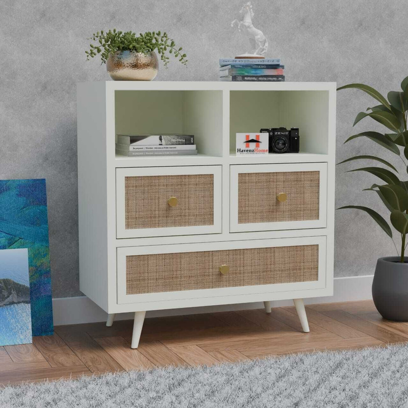 HavenzHome HavenzHome Solid Sheesham Wood Deco Paint Baby Dresser Solid Wood Free Standing Cabinet(Finish Color - white, Door Type- Folding, DIY(Do-It-Yourself))